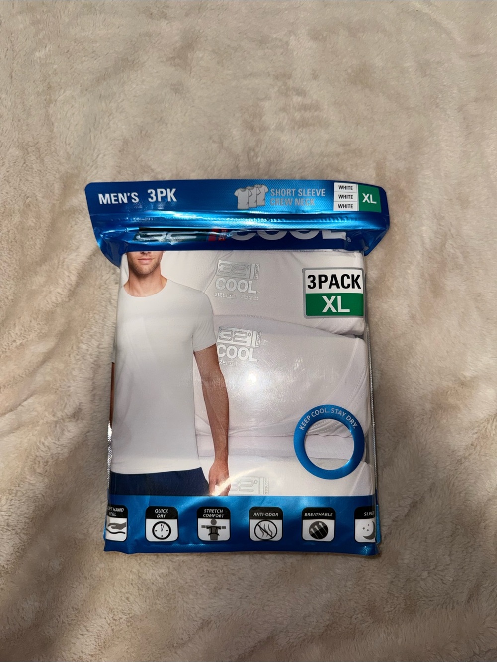 32 Degrees Men's 3-Pack Short Sleeve Crew Neck Undershirts - White